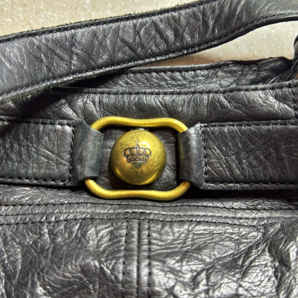 Juicy Couture 2000’s Black Leather & Chain Tassel  Purse - Picture 4 of 12